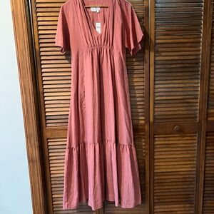 Anthropology Dusty Rose Pink Tiered Flowy Maxi Dress NWT 
size XXS